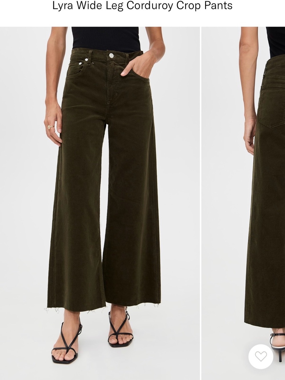 NWT Citizens Of Humanity Olive Green Lyra Wide Leg Corduroy Crop Pants